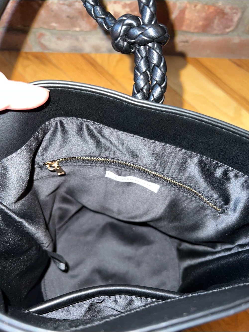 Anthropologie Black AOTA Twist Tie Top Handle Bucket Bag Crossbody - Picture 7 of 13